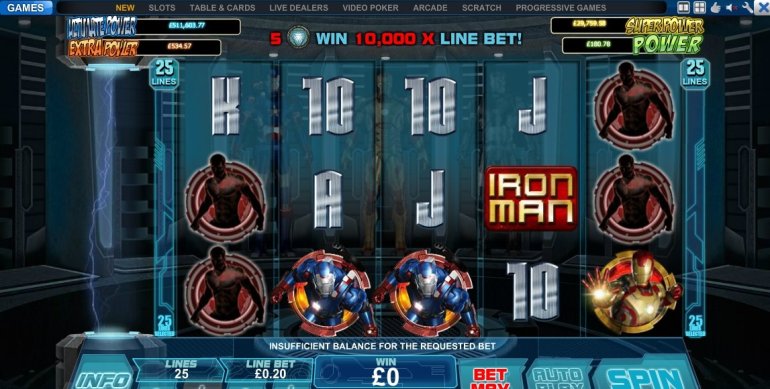 Скриншот линий игрового автомата Iron Man 3