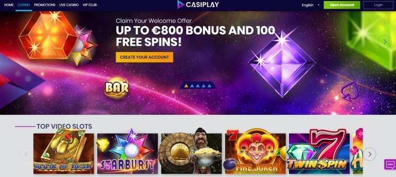 в Вступительный бонус до £100 + 100 фриспинов в Casiplay в