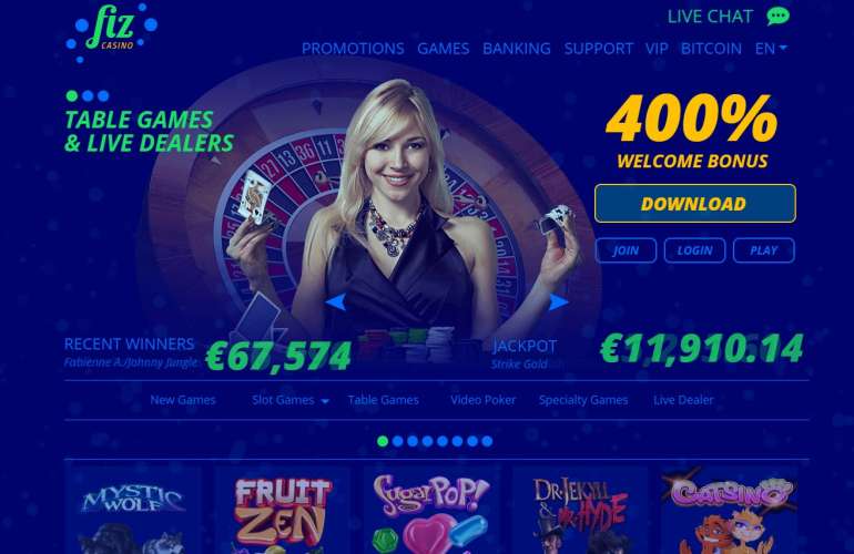 в 400% до €1500 на первый депозит в Физ в