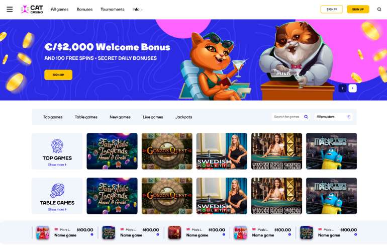 Огромные бонусы Cat Casino для хайроллеров