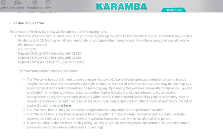 в 100% бонус до €200 на первый депозит в Karamba 100% бонус до €200 на первый депозит в Karamba