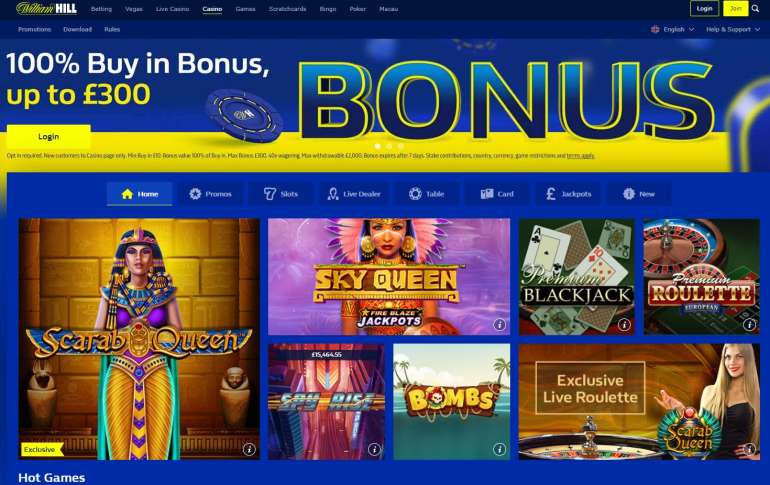 в 100% до 300 USD на первый депозит в William Hill в