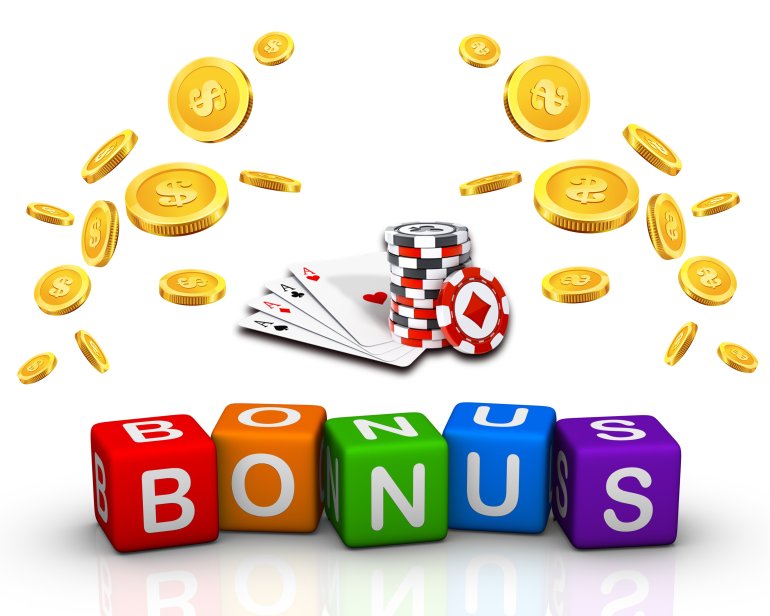 Bonus цветные кубики, золотые монетки, фишки и тузы