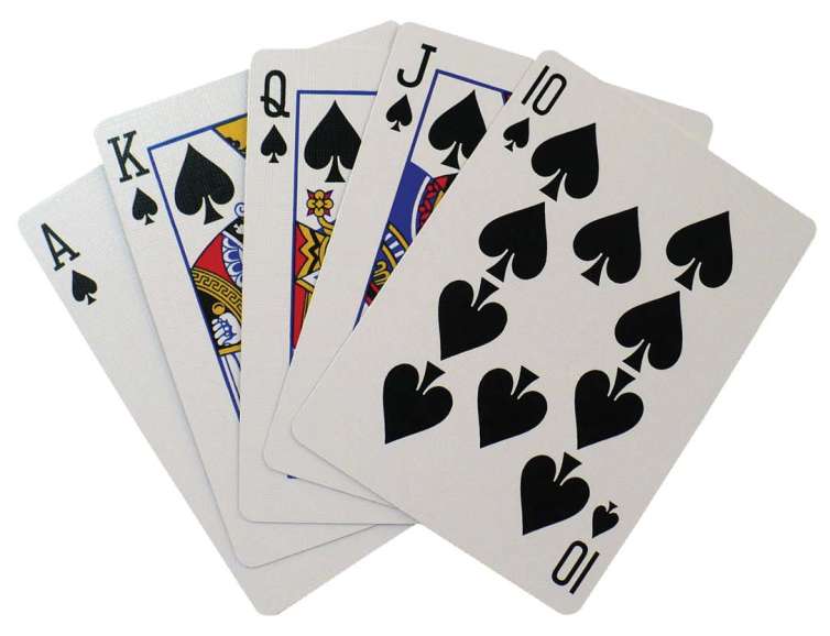 Комбинация роял-флеш пик в Неполная колода Пиковый роял-флеш в Incomplete Deck