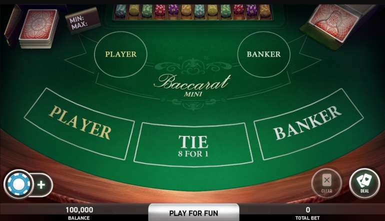 Азартная игра баккара в Мини-баккара Баккара в Mini Baccarat