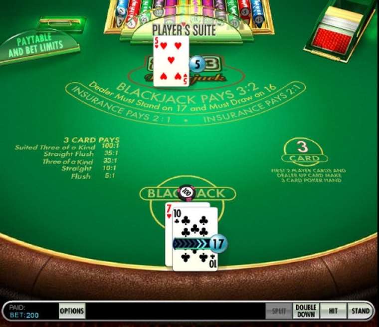 Видео покер 21+3-Blackjack демо-игра
