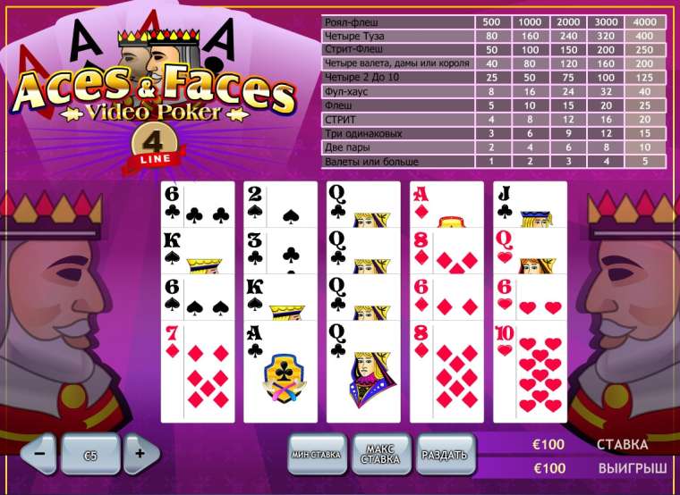 Видео покер 4 Line Aces and Faces демо-игра