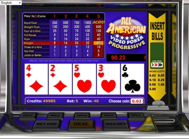 Видео покер All American Progressive демо-игра