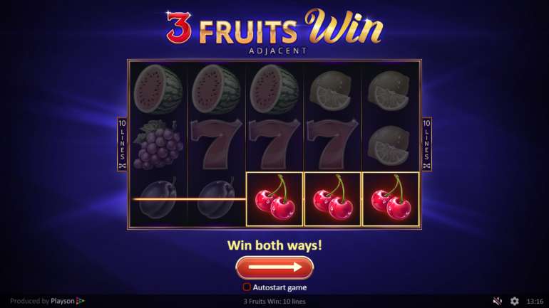 Выигрыш за три фрукта