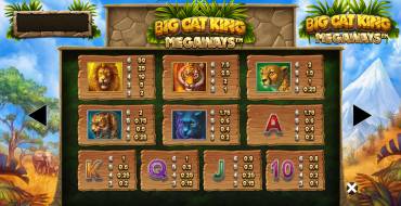 Big Cat King Megaways: Таблица выплат