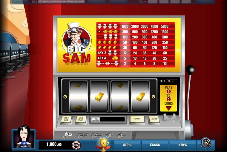 Видео покер Big Sam демо-игра