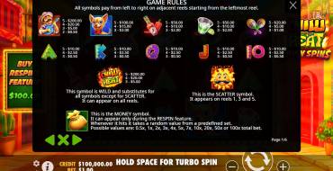 Chilli Heat Spicy Spins: Таблица выплат