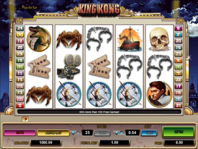 Игровой автомат о Кинг-Конге в Кинг-Конг Тема и персонажи в King Kong