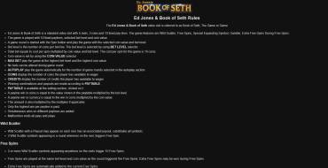 Ed Jones and Book of Seth: Правила