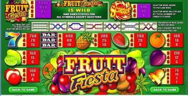 Fruit Fiesta 5 Reel - Progressive: Таблица выплат