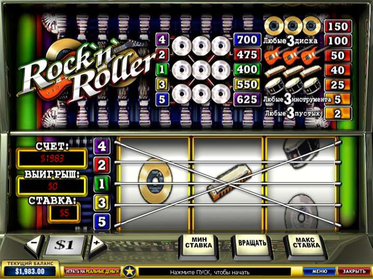 Видео покер Rock'n'Roller демо-игра