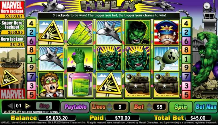 Видео покер The Incredible Hulk демо-игра