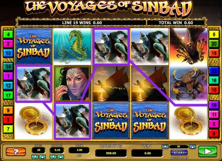 Видео покер The Voyages of Sinbad демо-игра
