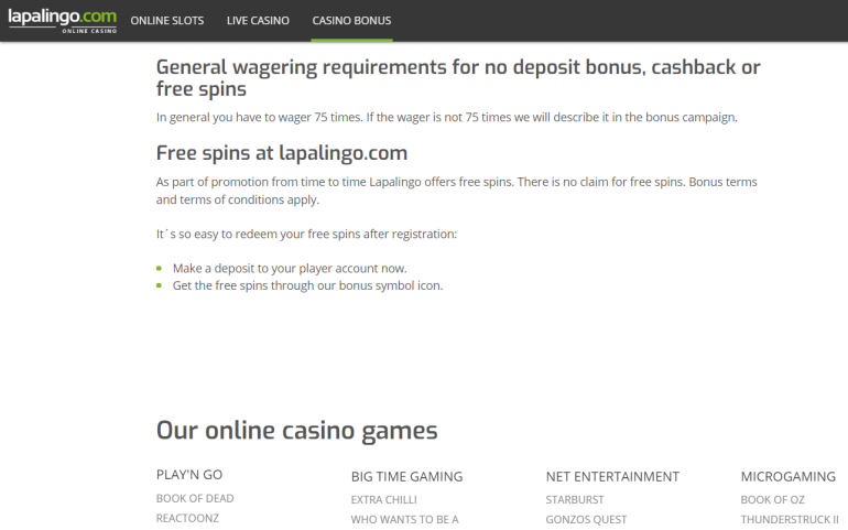 в 20 фриспинов за первый депозит в Lapalingo free spins at lapalingo в