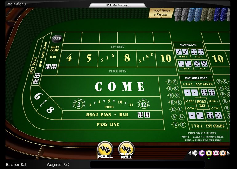 Стол для крэпса в онлайн казино